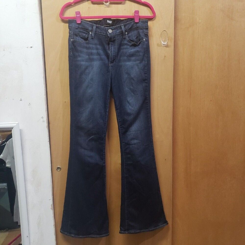 PAIGE High Rise Bell Canyon Jeans Dark Wash Sz 29 Bohemian LLL